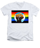 BLM Pride Fist - Men's V-Neck T-Shirt