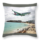 Maho Beach, St Maarten  - Throw Pillow